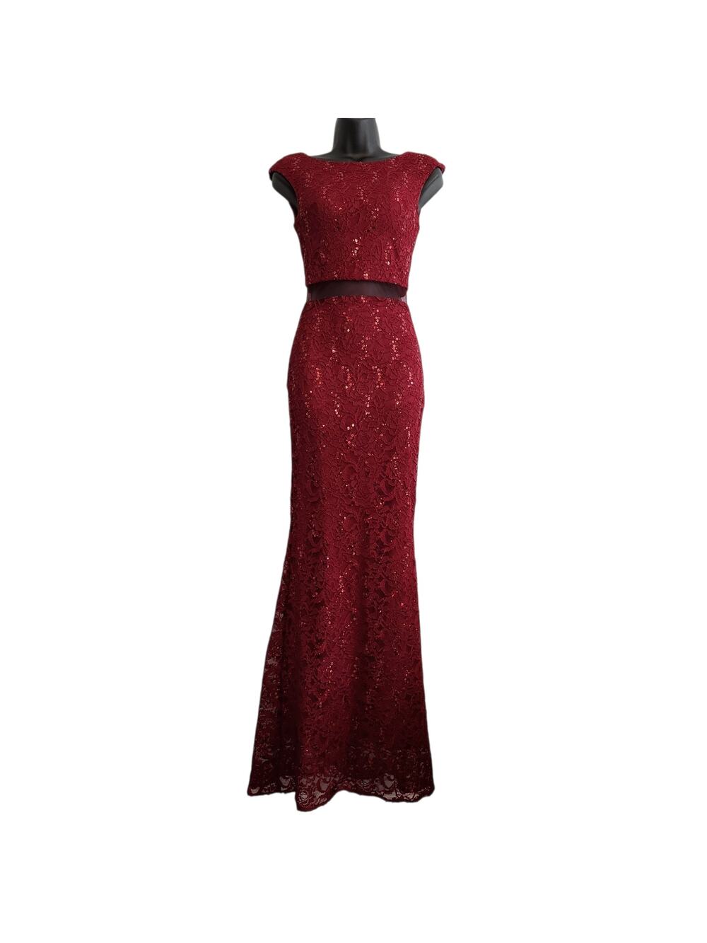 Eureka formal dress lace and sequins mermaid style burgundy size XS